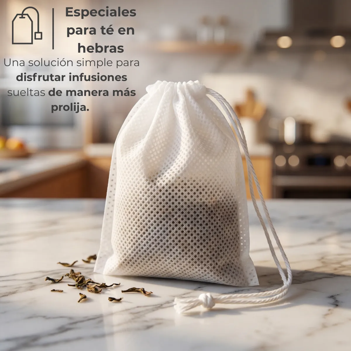 Saquito de té con hilo 2