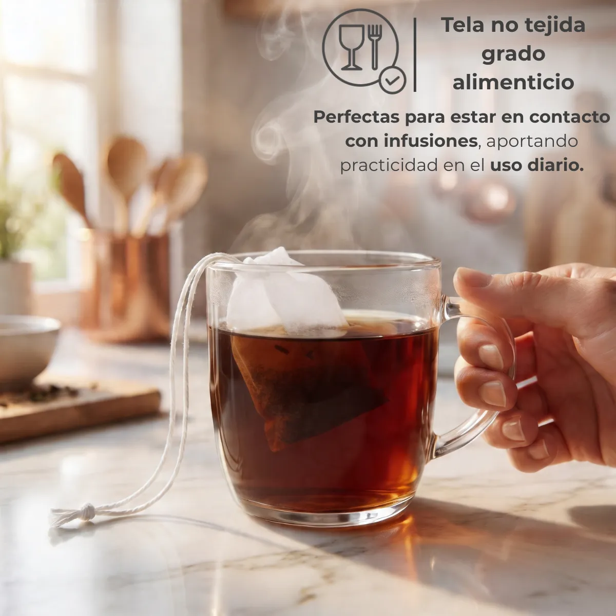 Saquito de té con hilo 3