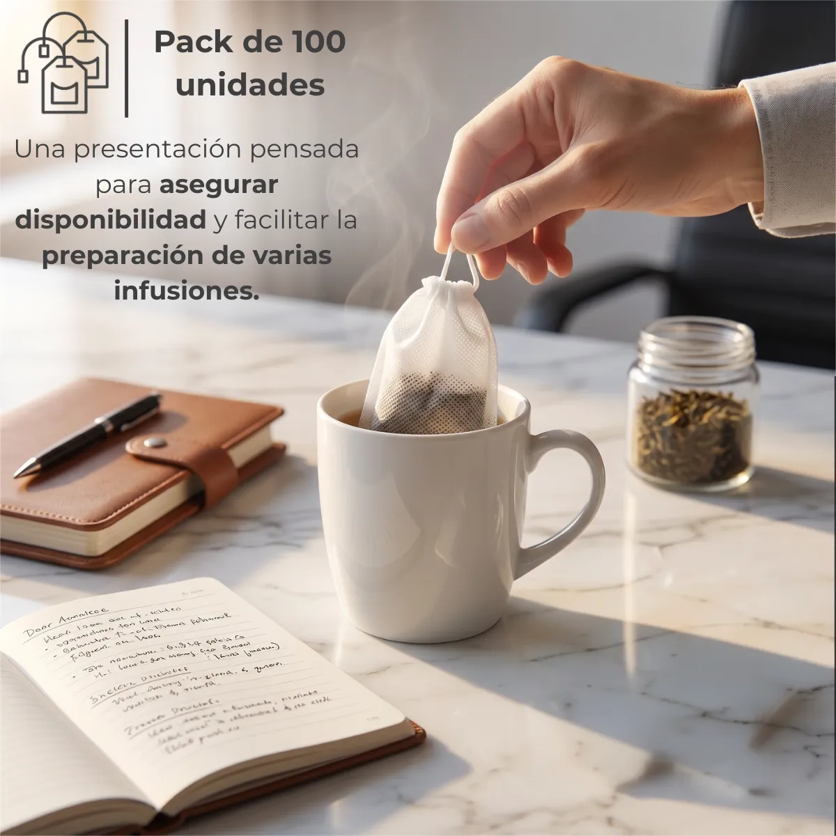 Saquito de té con hilo 4
