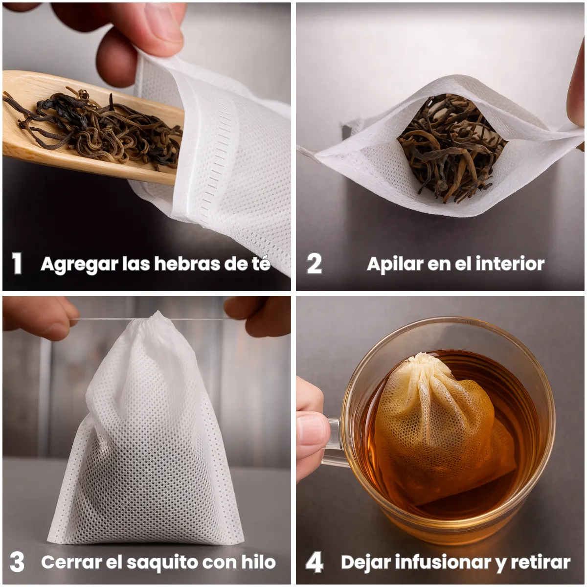 Saquito de té con hilo 5