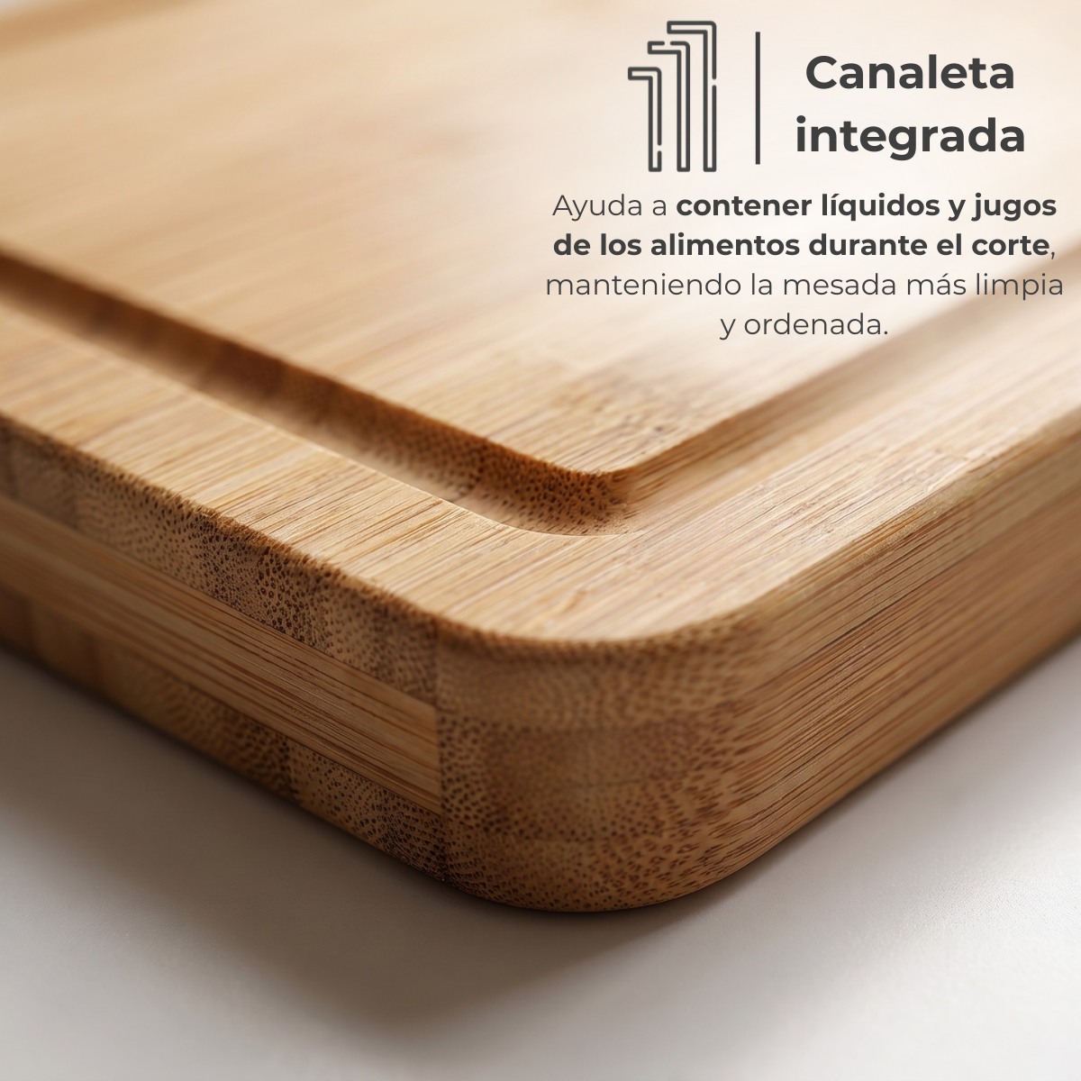 Set de 3 Tablas de Bambú con canaleta y manija — foto 6